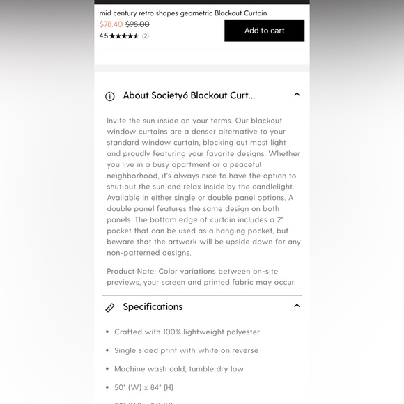 Society 6 Blackout Curtains (4) Rainbow Art - Picture 2 of 2